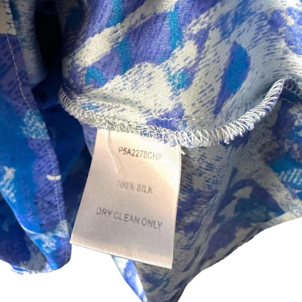 Parker Silk Dress Blue Abstract Racerback Hi-Lo Ruffle Size S - Picture 5 of 8